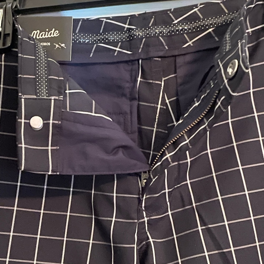 Men’s Bonobos Maide Navy Windowpane Golf Pants 30/30 Straight NWT - Picture 3 of 8